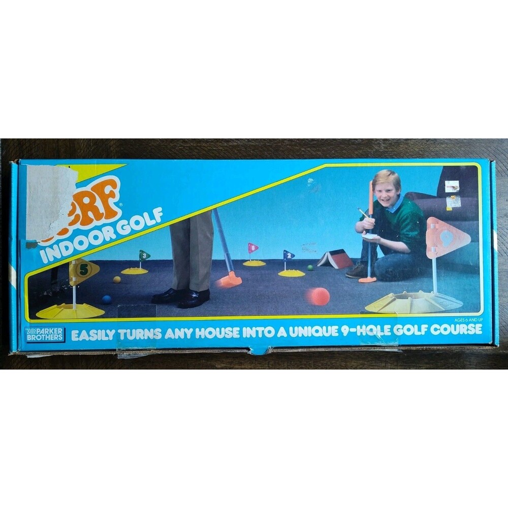 Vintage NERF Indoor Golf Parker Brothers Kids Game Complete Toy with Box 1987